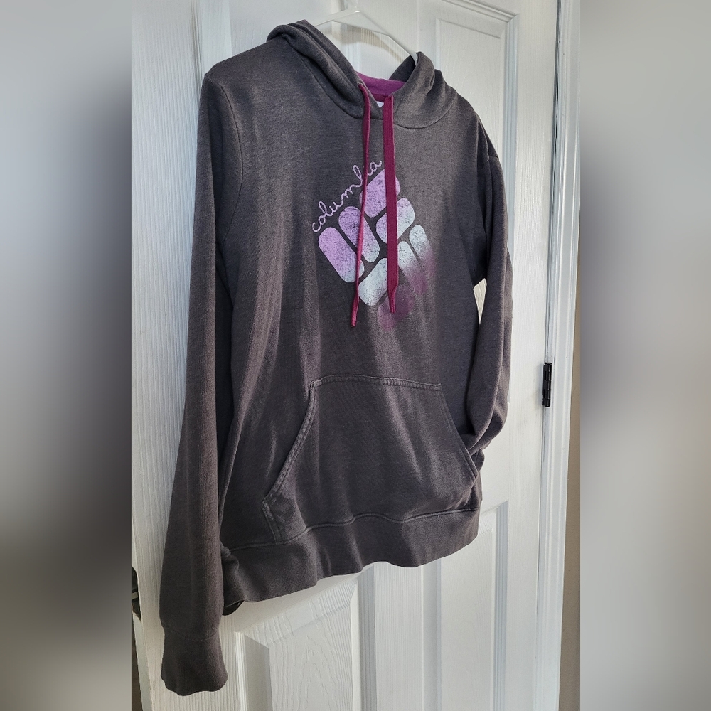 Columbia Gray Hoodie with Purple Logo